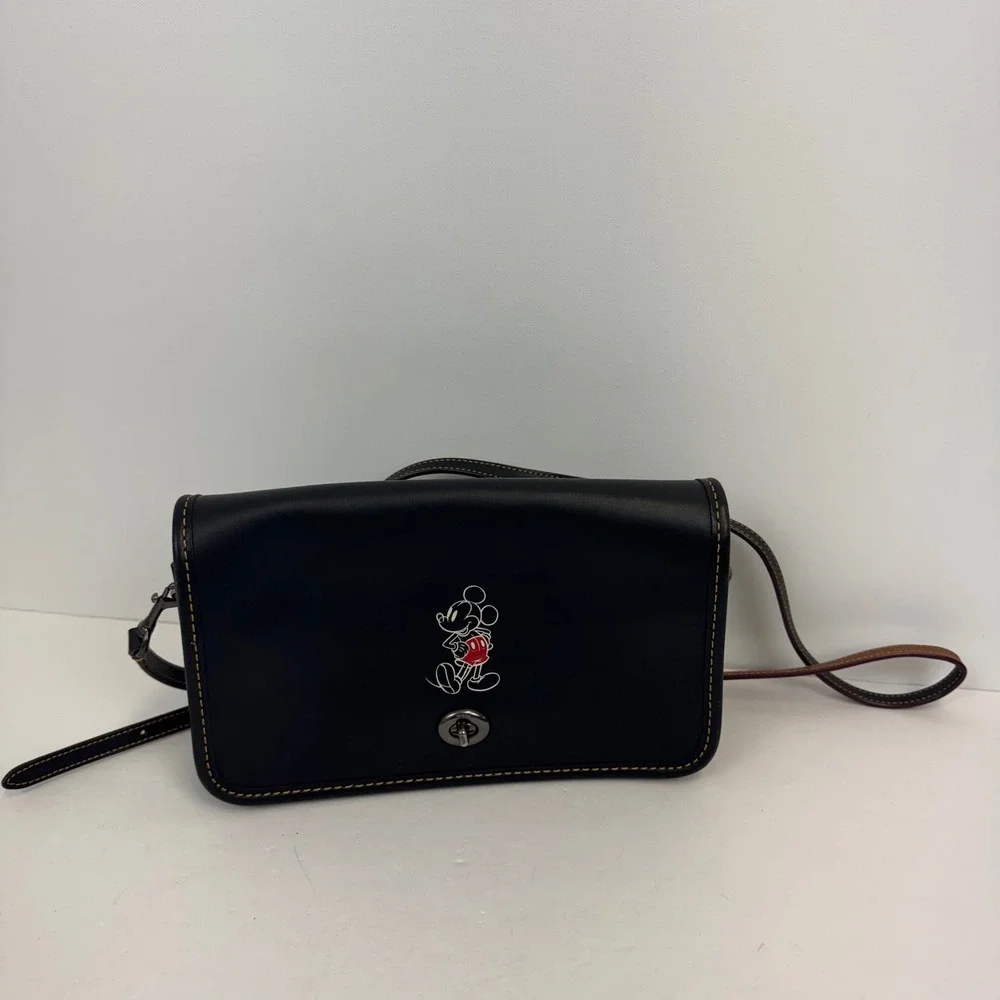 Disney x Coach Mickey Mouse Black Leather Crossbody Bag F59374 Limited Edition